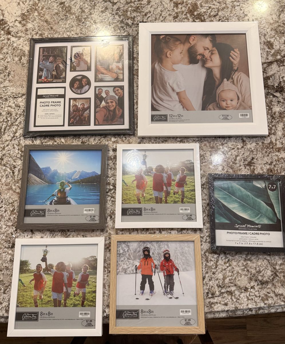 Lot of 7 Assorted Picture Frames GreenTree Gallery & Special Moments (8x8, 12x12, 7x7)