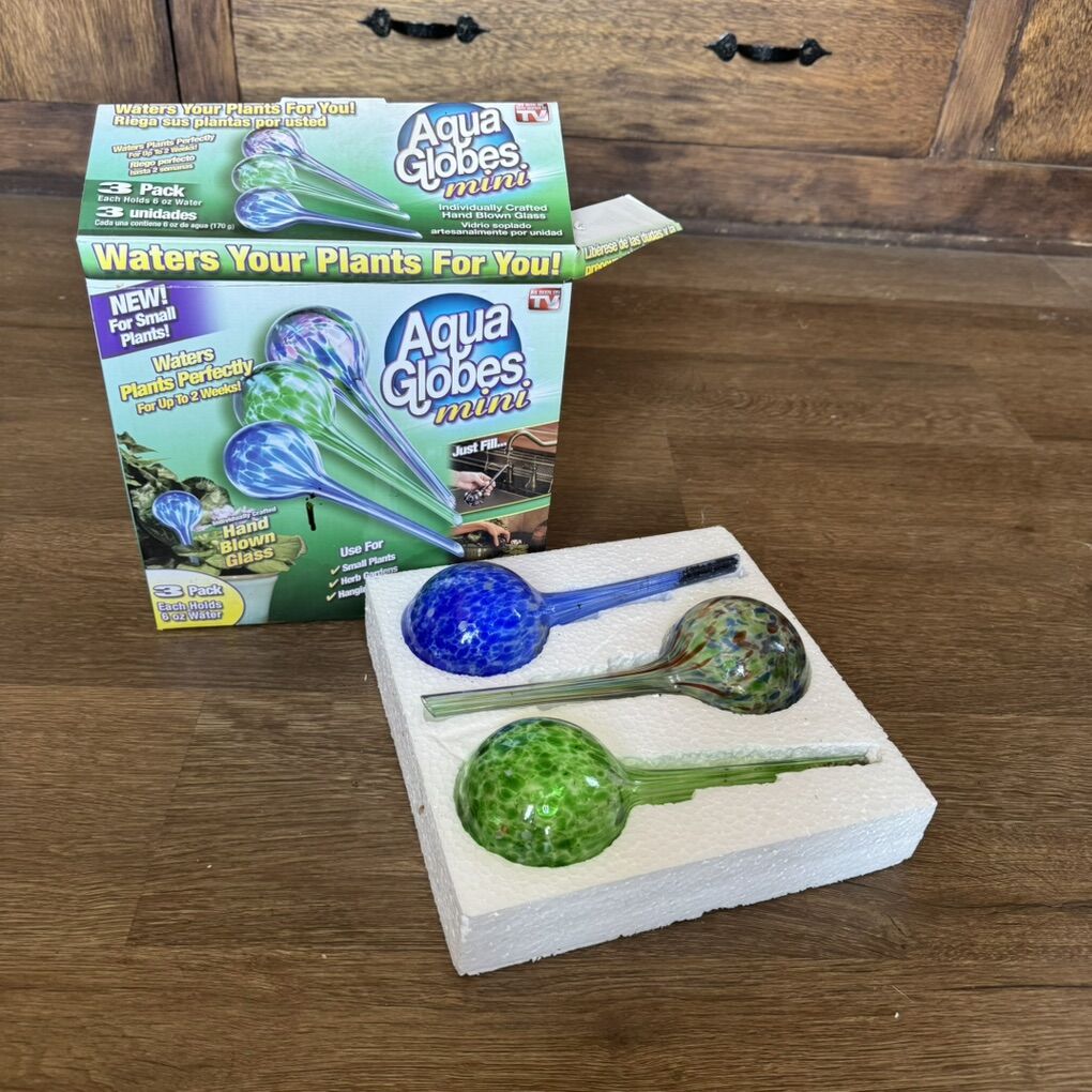 Aqua Globes. mini Hand Blown Glass Plant Waterers