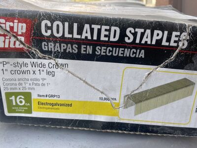 1x1 P Style Crown Staples Grip Rite