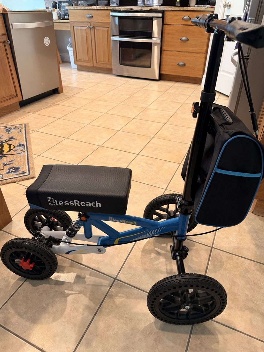 BlessReach All-Terrain Knee Scooter Walker with Storage Bag and Disc Brakes