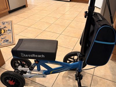 BlessReach All-Terrain Knee Scooter Walker with Storage Bag and Disc Brakes