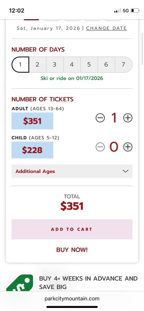 Park City Mountain Resort Ski Pass