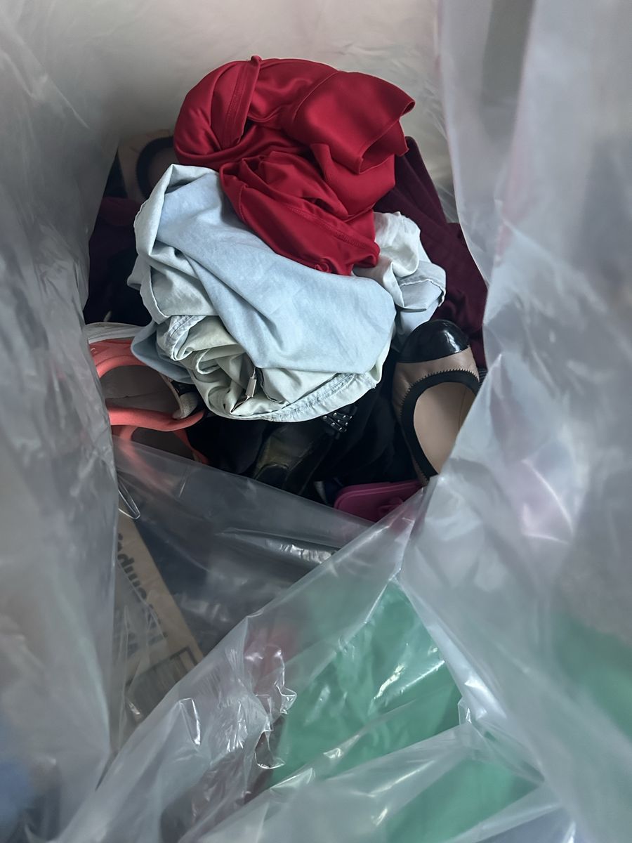 Bag of womens clothes and shoes sized L-XXL