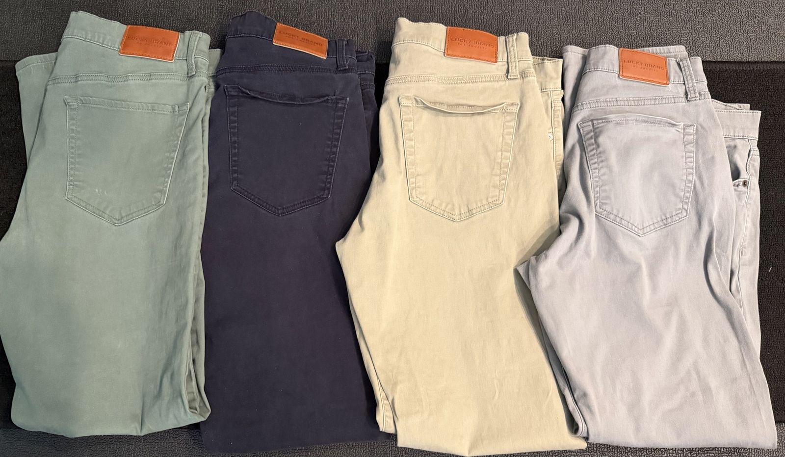 Lucky Brand Men's Chino Pants Lot of 5 - Light Green, 2-Navy, Khaki, Grey 34/32