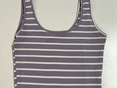 Ribbed Striped Tank Top Purple White (M)