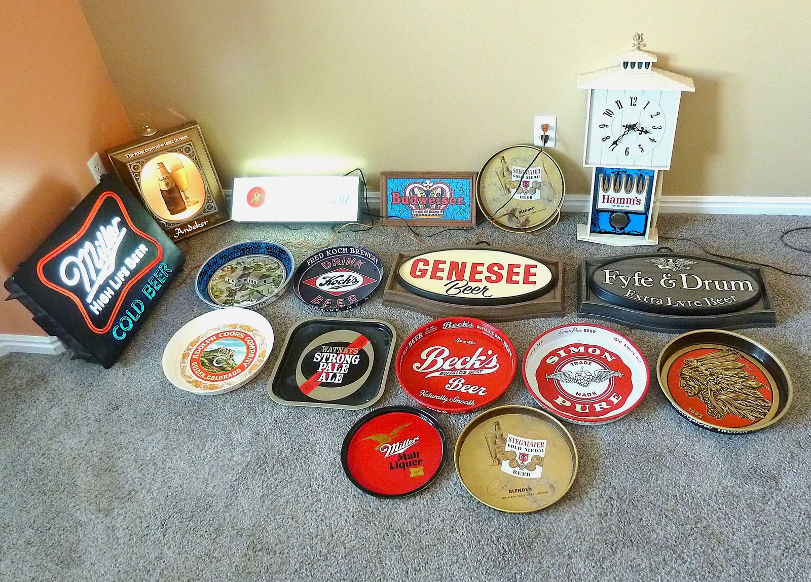 Vintage Beer Signs and Trays for decoration