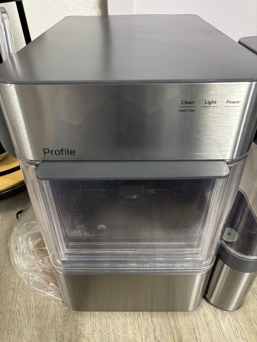 @+ GE Profile Opal Stainless Steel Nugget Ice Maker with a Side Tank