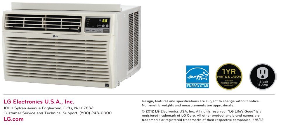 LG Window Air Conditioner LW8012ER