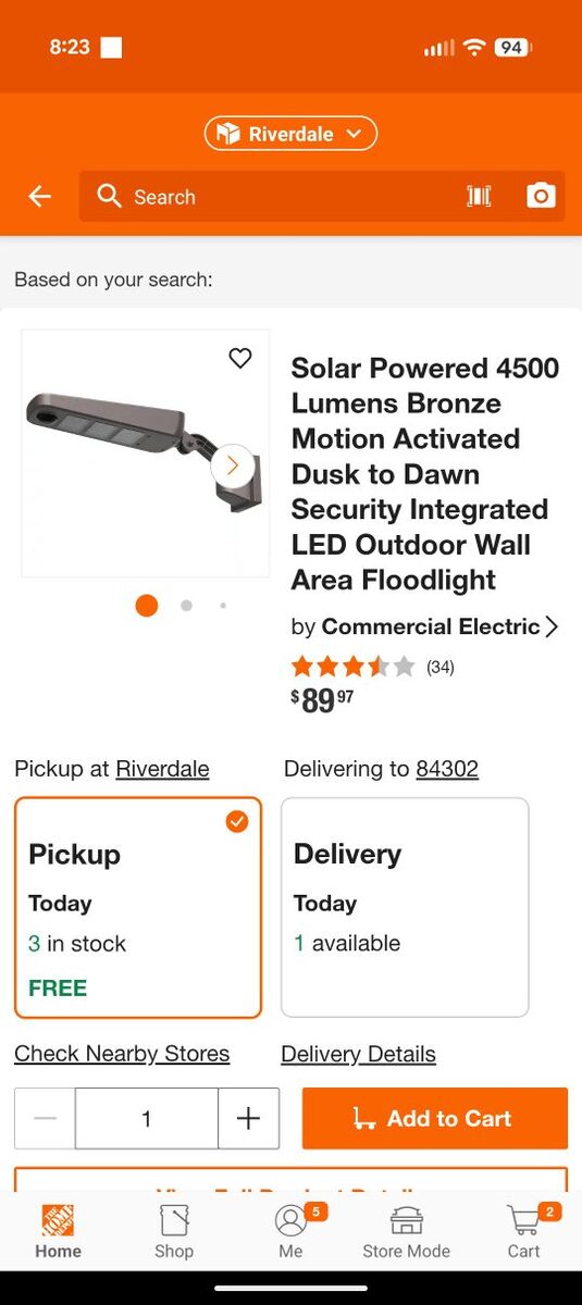 Area Light w/ Solar Panel 4500 Lumens