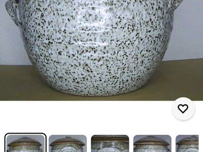 Speckled stoneware studio pottery steamer pot