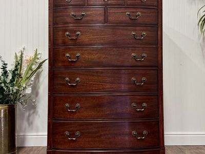 Vintage Drexel Mahogany Bow-Front Tallboy Dresser