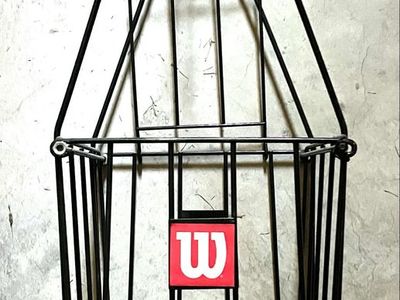 Wilson Tennis Ball Hopper Basket with Handles - Holds 75 Balls, Black Metal
