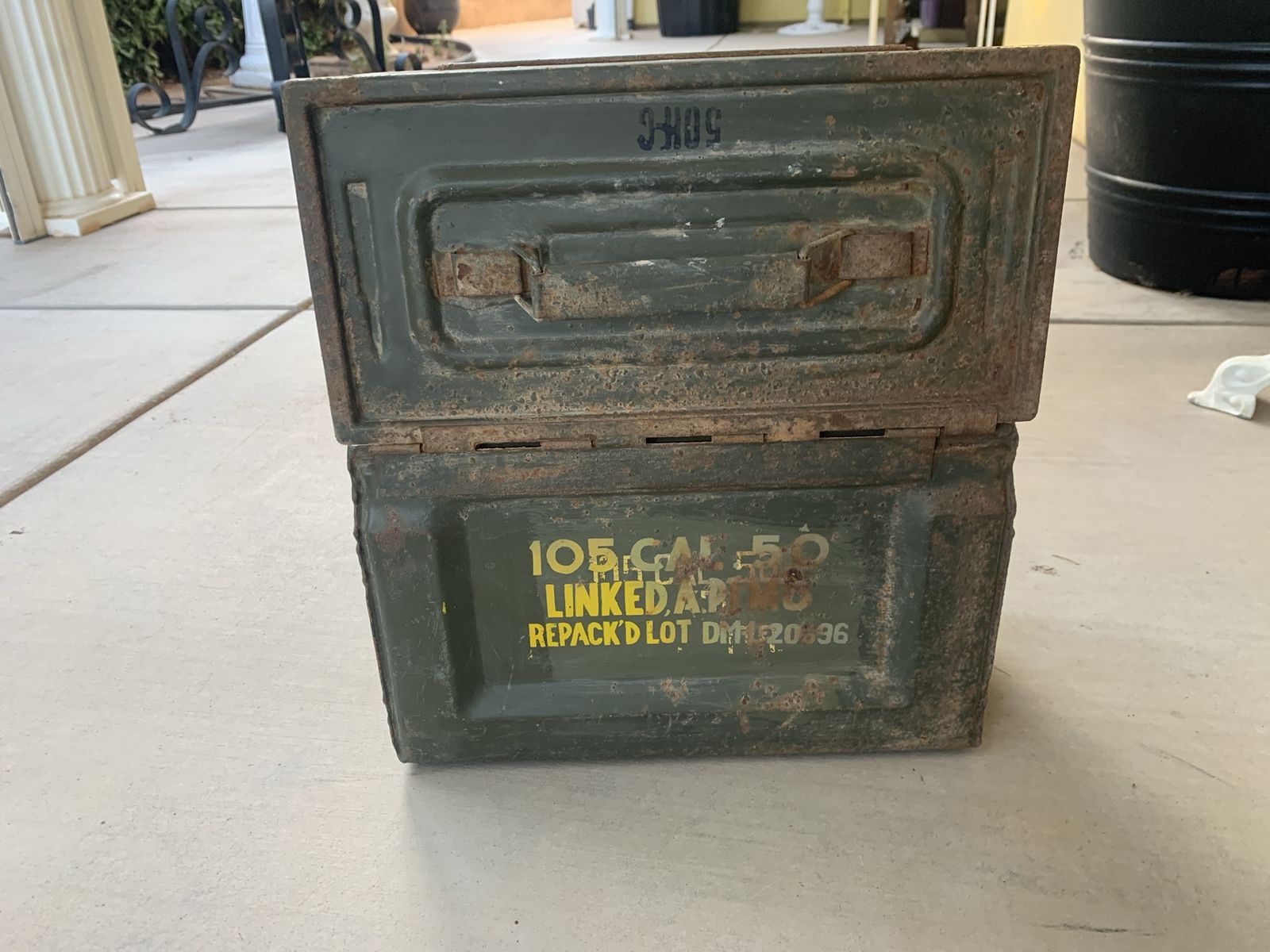 Vintage US Military .50 Caliber Ammunition Box - WWII/Korean War Era, Side Loading, Green