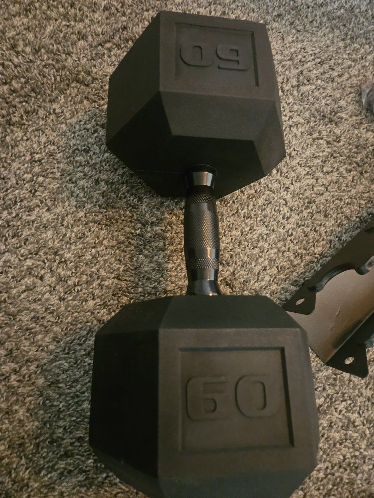 Black Hex Dumbbell 60lb - Single