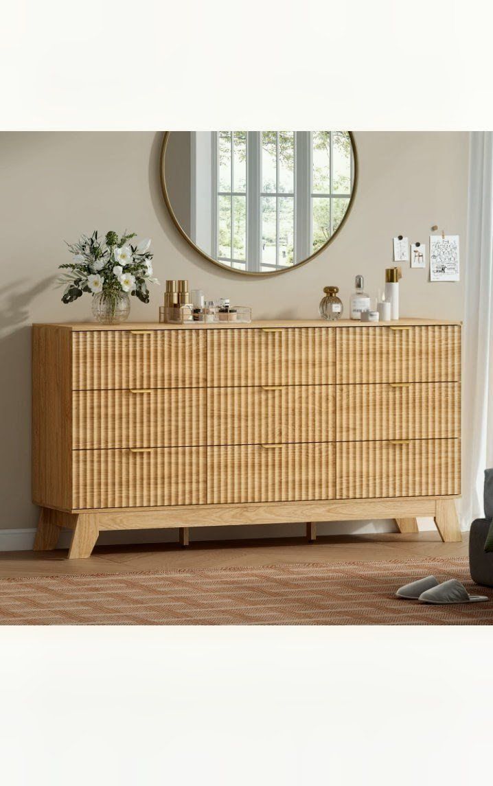 Brand New 9 Drawer Wooden Fluted Dresser From Amazon