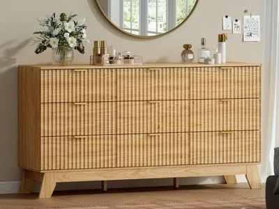 Brand New 9 Drawer Wooden Fluted Dresser From Amazon