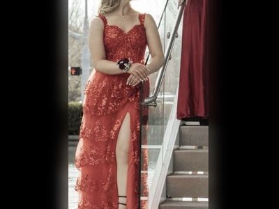 Red Corset Lace-up Back Prom Dress