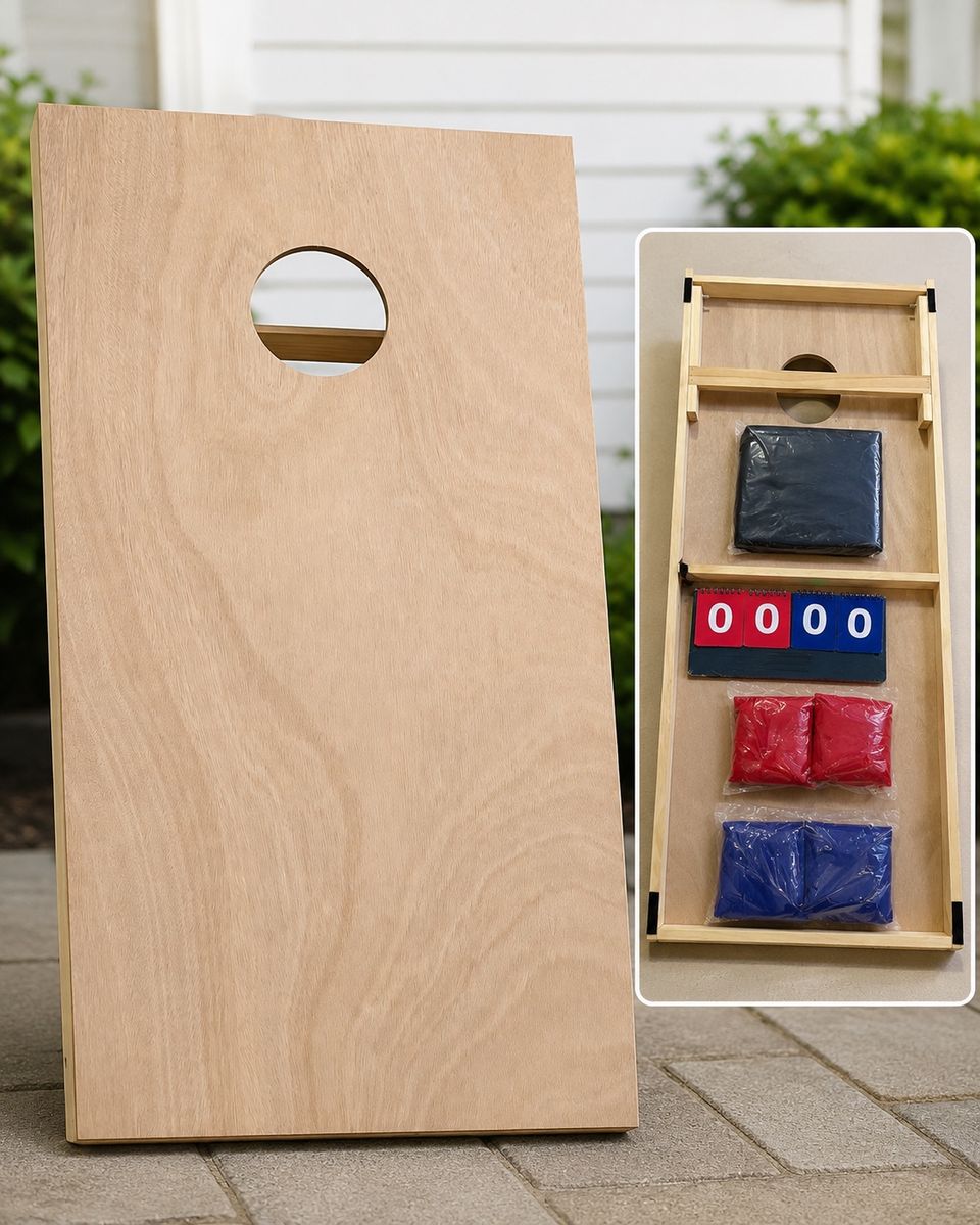 New Regulation-Size Cornhole Set – 4’ x 2’ – Bags & Scoreboard Included