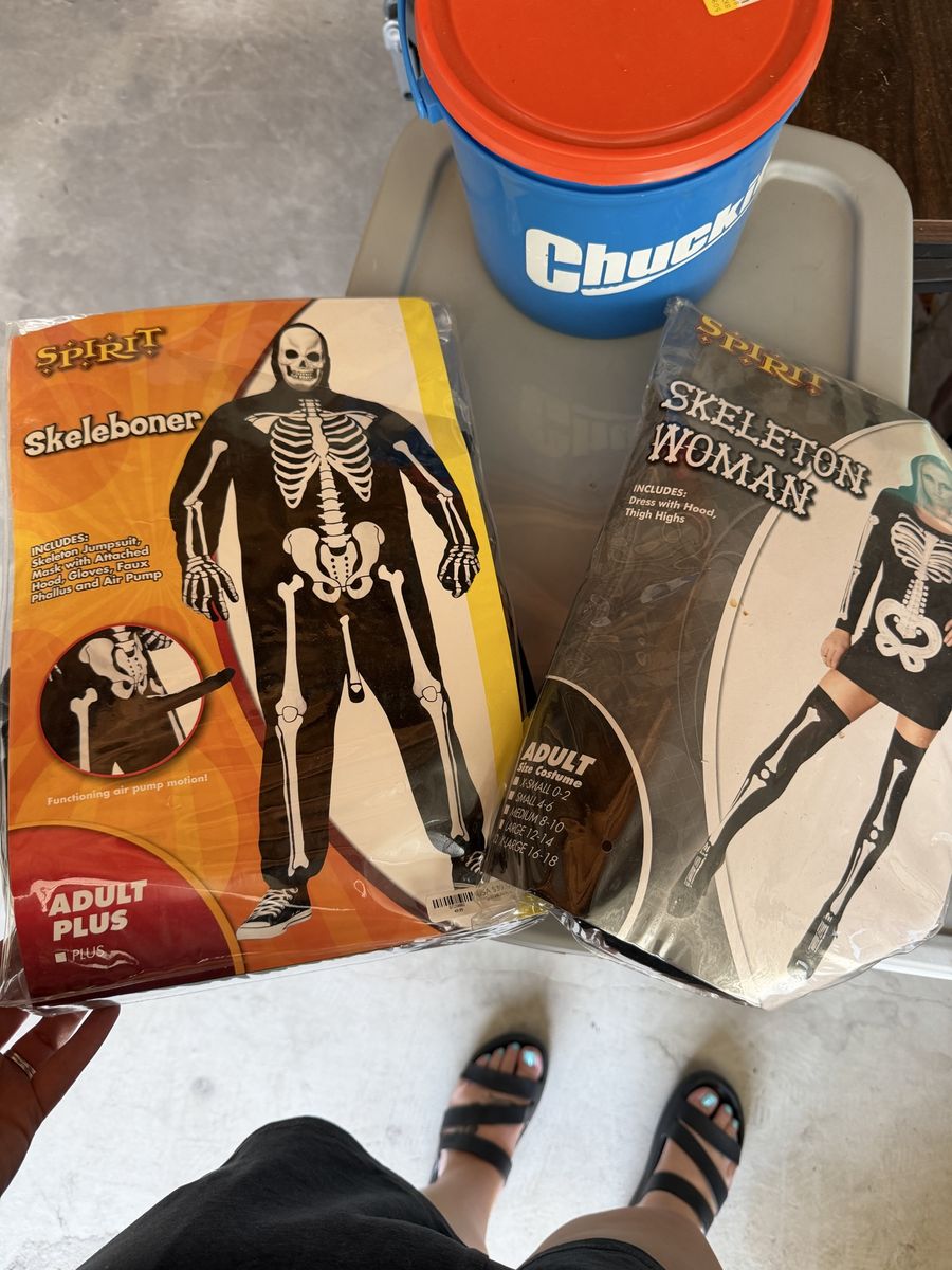 Spirit Halloween Skeleboner Adult Plus & Skeleton Woman Adult Size Costumes - Fun for Halloween!