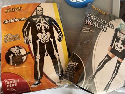 Spirit Halloween Skeleboner Adult Plus & Skeleton Woman Adult Size Costumes - Fun for Halloween!