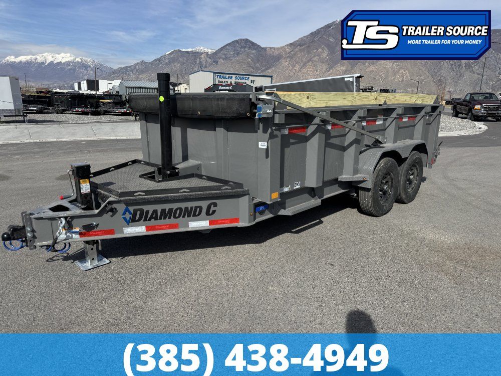 7x14 Diamond C LPT 207 Dump Trailer - 32" Sides - 15.5K GVWR - 14 Ply Tires, Long Arm Tarp
