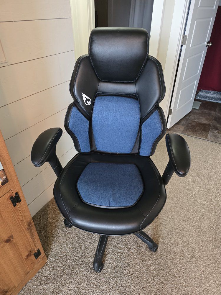 GTRACING GT007 Ergonomic Gaming Chair Black & Blue Adjustable Swivel with Lumbar Support