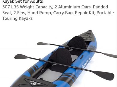 12.5ft Tandem Inflatable Kayak Set - 2 Person 507 lb Capacity