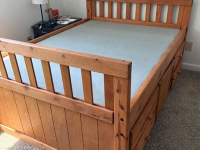 Solid Wood Captain's Bed Frame with Storage Drawers
