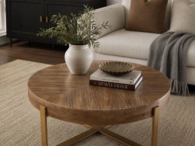 Round Solid Wood Coffee Table – Natural Wood | New