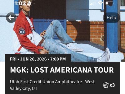 MGK: Lost Americana Tour - 3 Tickets, Section 306, Row V (Seats 19, 20, 21) - Utah First CU Amphitheatre