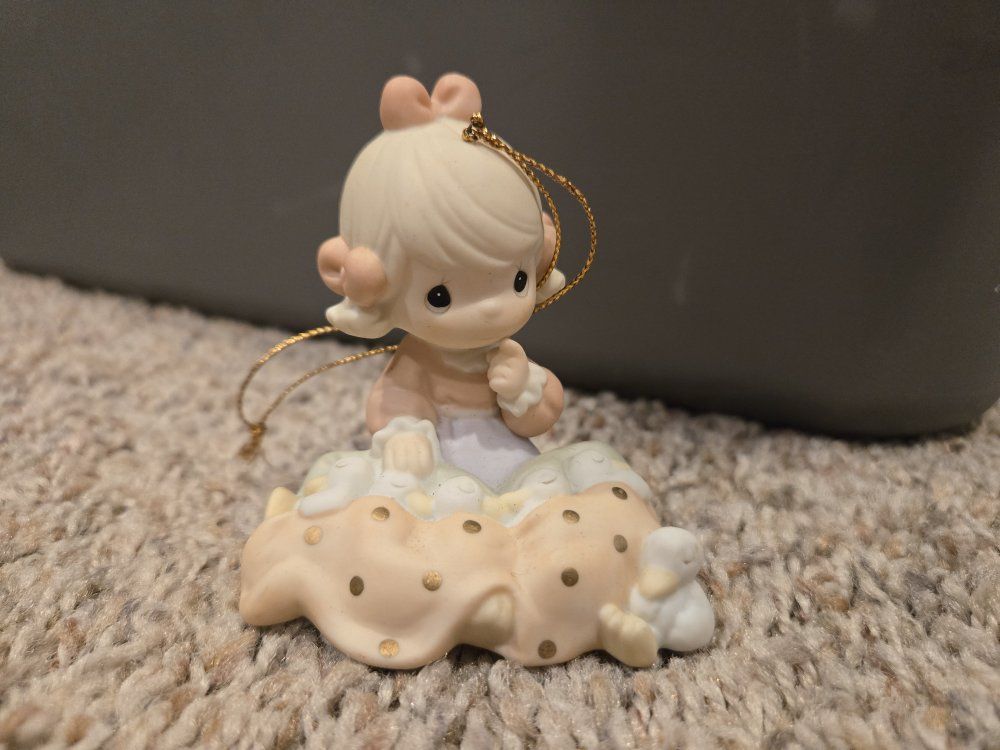 Precious Moments Porcelain Girl with Blanket Christmas Ornament