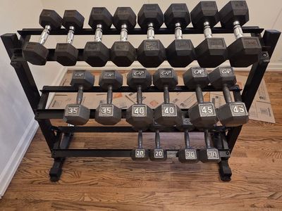 Hex Dumbbell Set 10-45lb with Rack - 480 lbs Total Weight