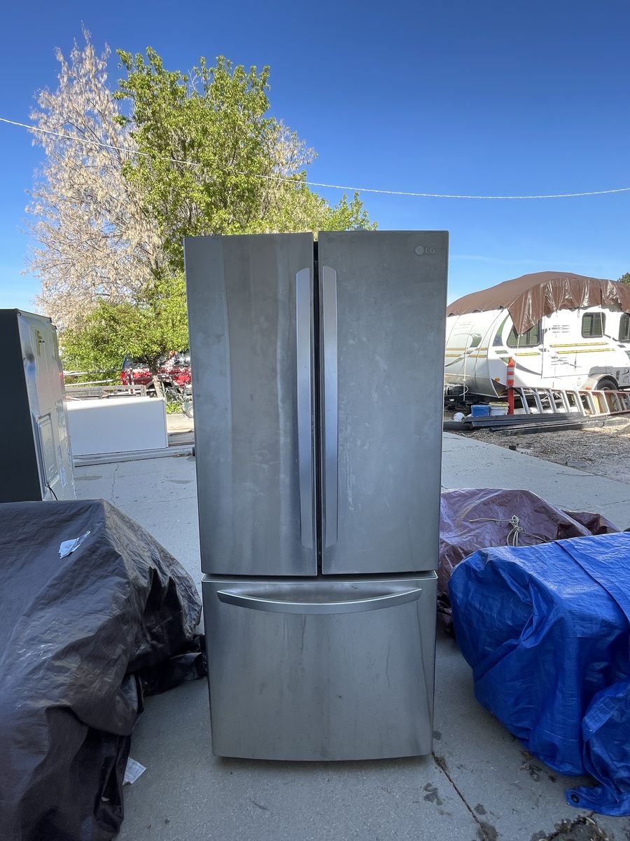 Three (not working) LG Refrigerators, French Doors, freezer on the bottom