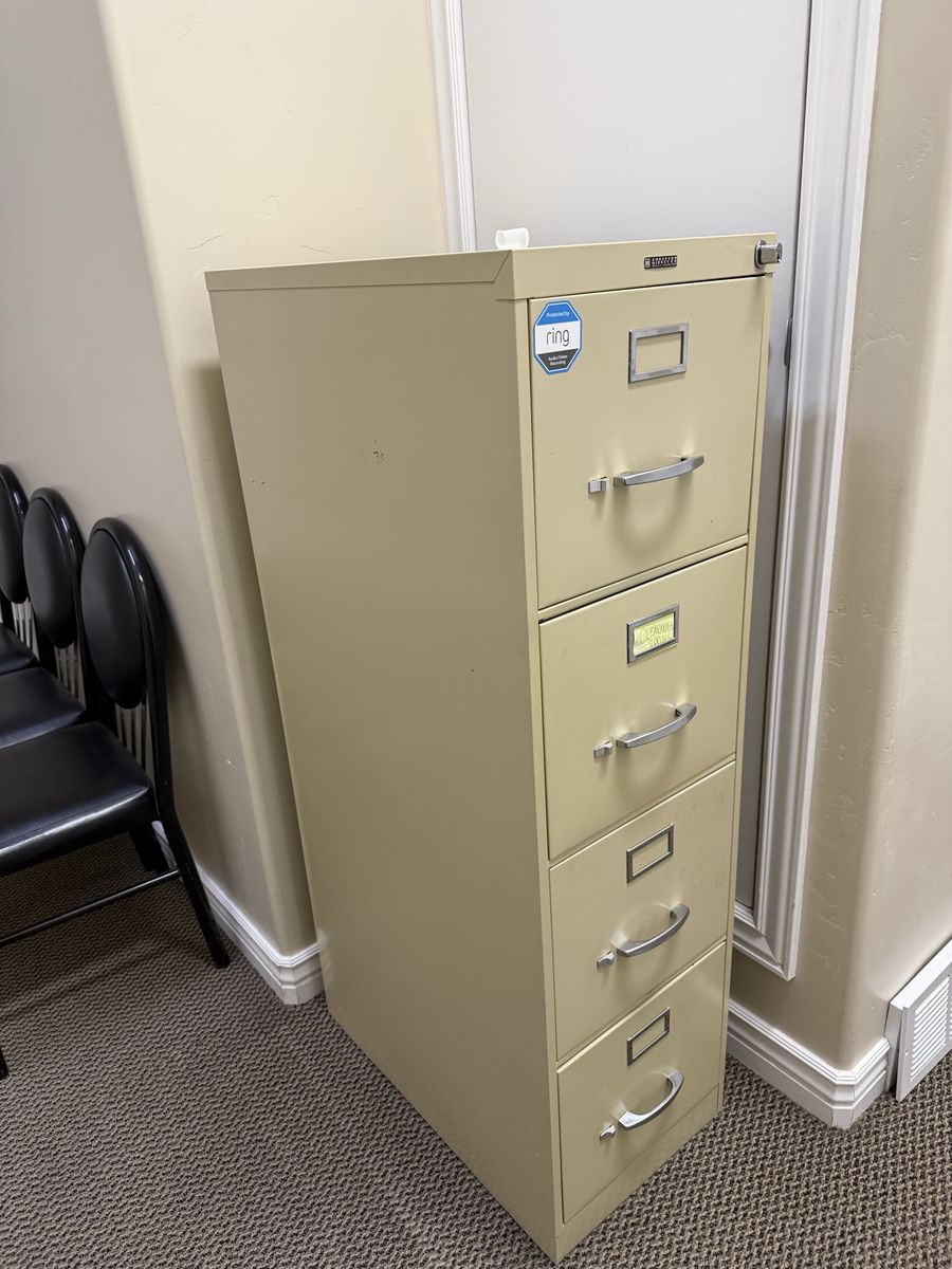 FREE - Staples Beige 4-Drawer Vertical Filing Cabinet - Metal Construction for Office Storage