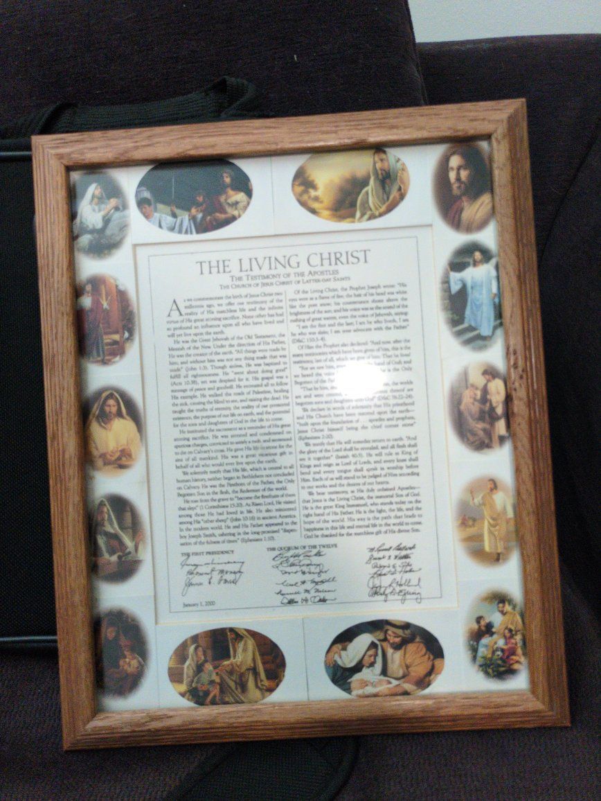 Framed The Living Christ: The Testimony of the Apostles - LDS Church, January 1, 2000