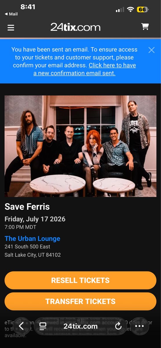 Save Ferris Concert Ticket - The Urban Lounge - July 17, 2026