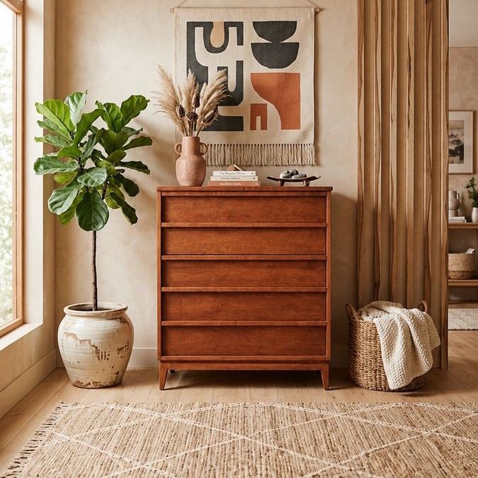 Vintage Walnut Highboy Dresser Chest of Drawers