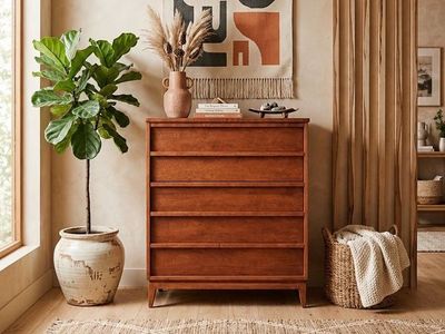 Vintage Walnut Highboy Dresser Chest of Drawers