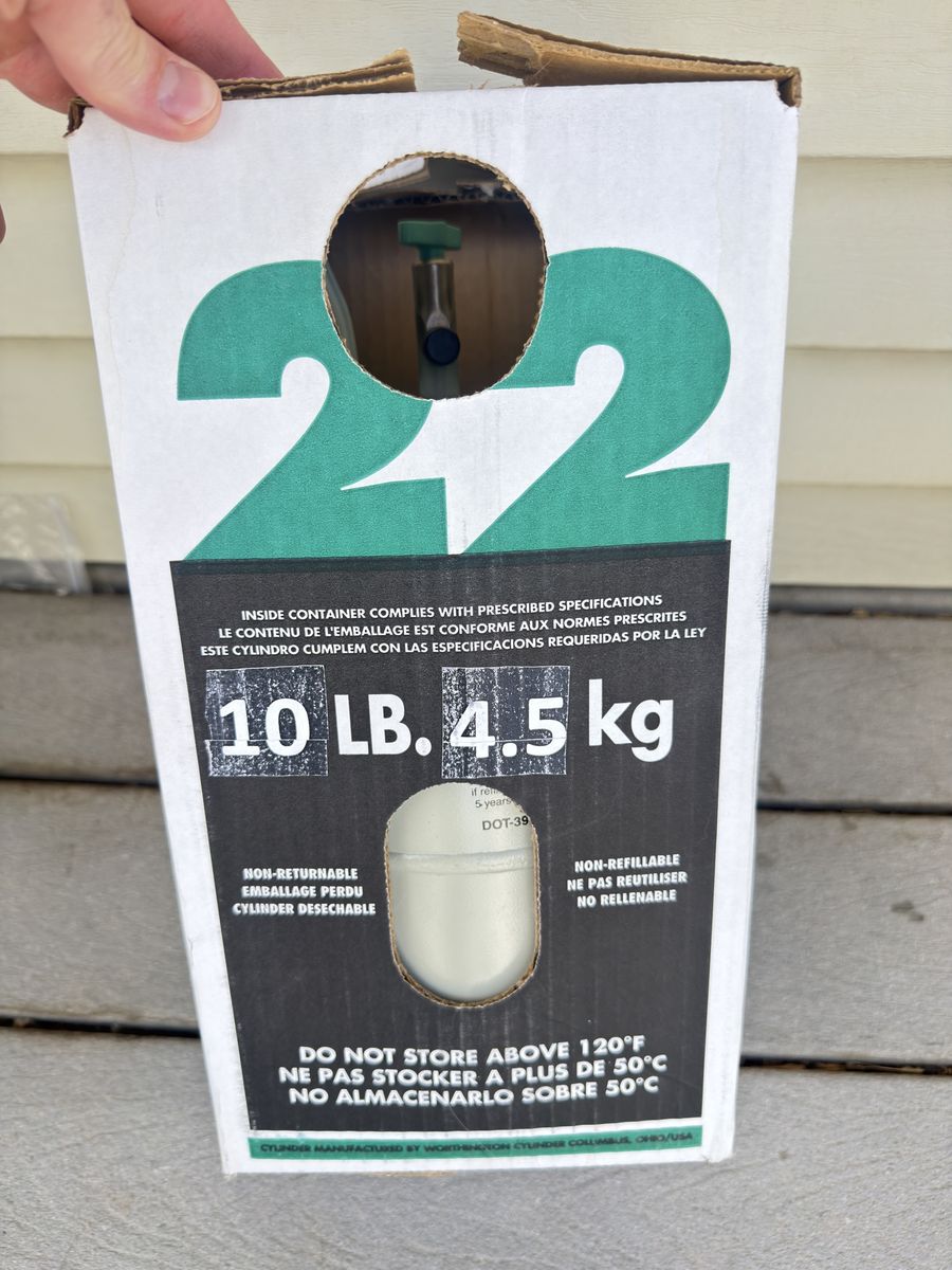R22 Refrigerant Cylinder - 6 lbs (from 10 lb container), Non-Refillable, Worthington