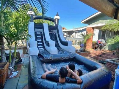 Black & White Bounce House + Water Slide Combo