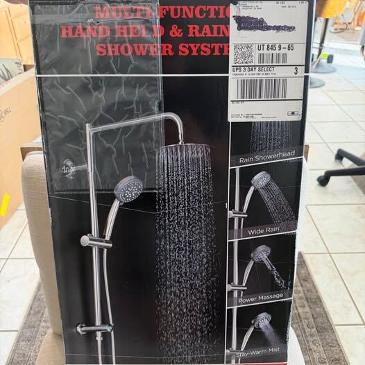 BRAND NEW AFA STAINLESS MULTIFUNCTION HAND HELD AND RAIN HEAD SHOWER SYSTEM