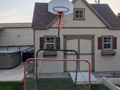 GoSports Basketball Hoop & Soccer Goal Combo | 2-in-1 Adjustable Height Sports Set