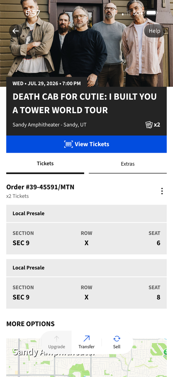 DEATH CAB FOR CUTIE SEC 9 ROW X $90