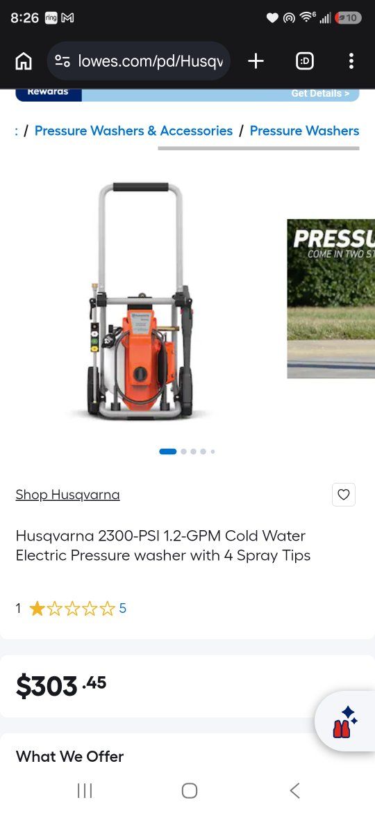 Husqvarna PW2300 2300 Max PSI Electric Pressure Washer - Like New Condition