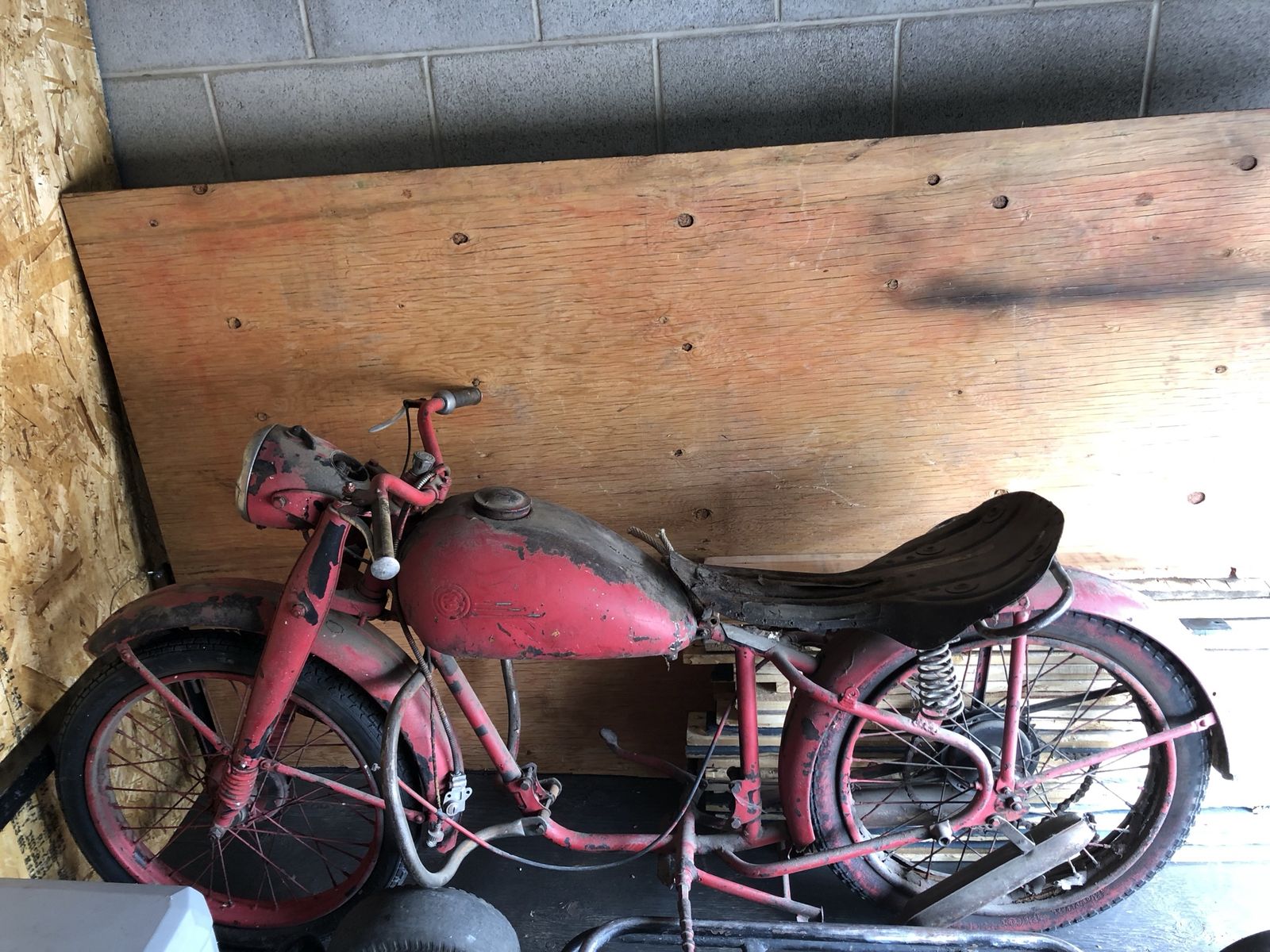 Vintage Red Motorcycle Frame / Restoration Project
