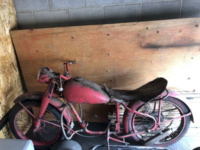 Vintage Red Motorcycle Frame / Restoration Project