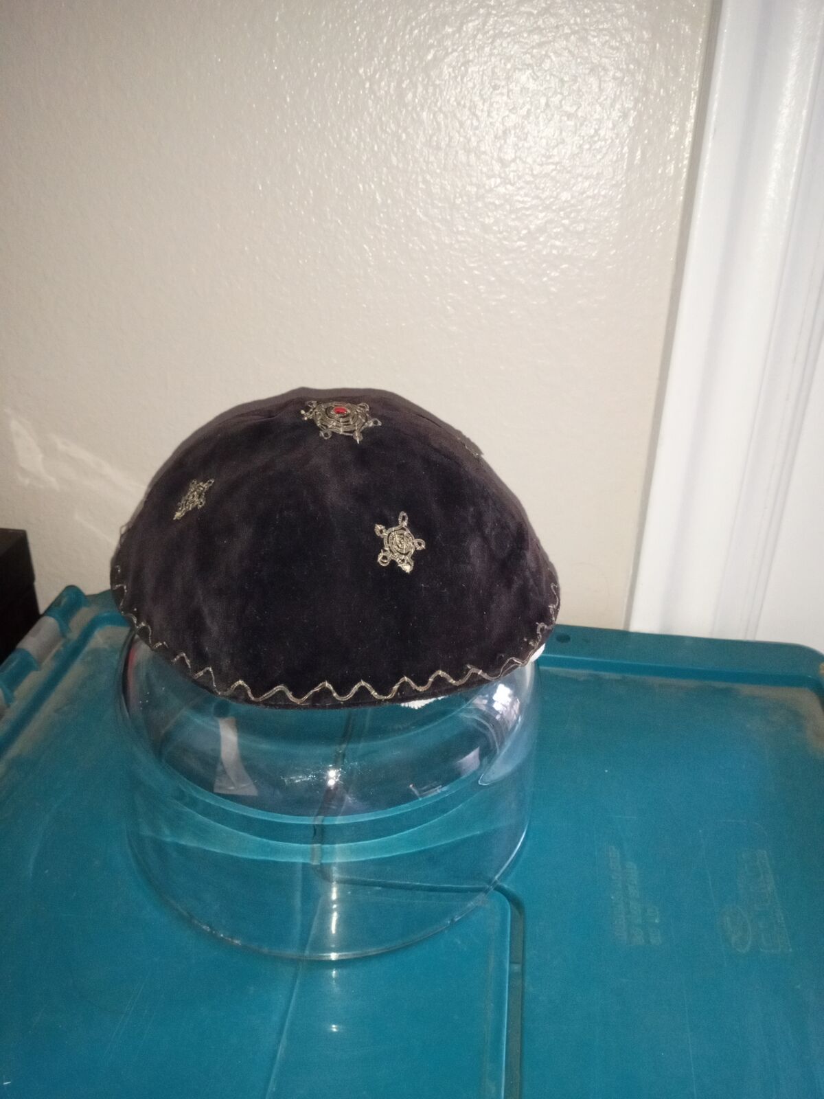 Jarmulke kippah skull cap at least vintage had this early 60's velvet hand sewn in Israel