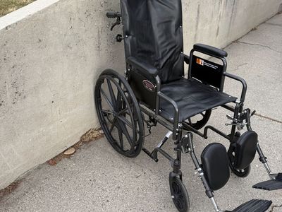 Wheelchair with Elevating Leg Rests & Headrest - Black, Used