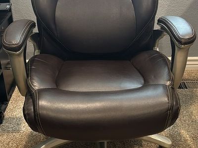 Large Brown Faux Leather Office Chair - Adjustable Height & Incline