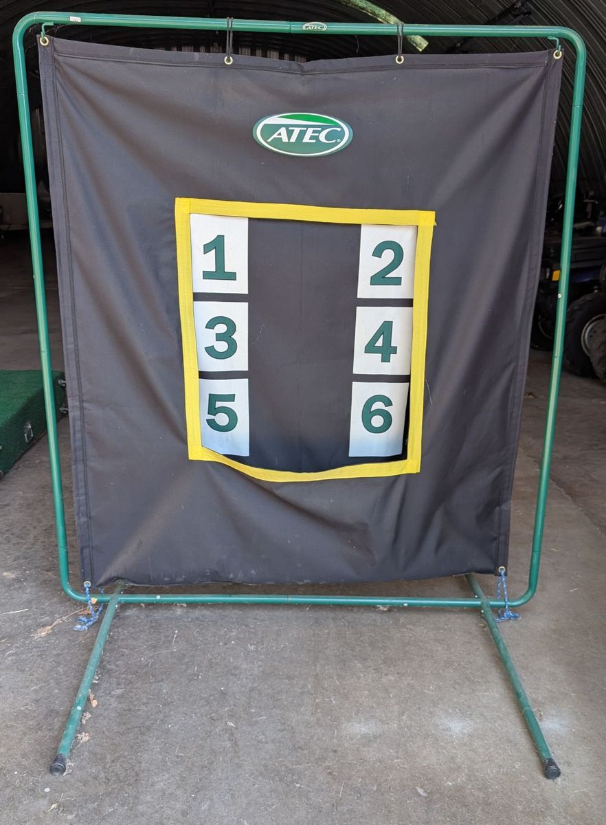 Pitching Backstop with targets and softballs/baseballs included.